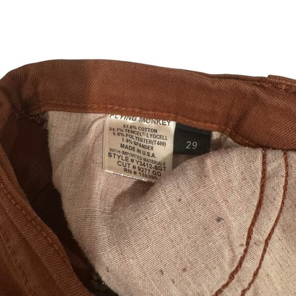 Flying Monkey Women's Orange Rust Low Rise Stretch Jeans Size 29 - Picture 9 of 10